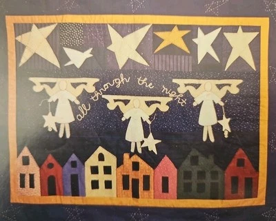 Tree House Designs ALL THROUGH THE NIGHT Quilt Pattern #103 Angels Stars Houses - Image 1 of 4