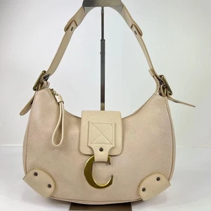 Rare Chloe Half Moon One-Shoulder Bag Handbag Accessory Pouch Pink Beige Leather - Picture 1 of 16