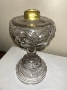 Antique 1890 EAPG Clear Pressed Glass Peanut Pattern Pedestal Oil Lamp Base VGC! - Picture 1 of 4