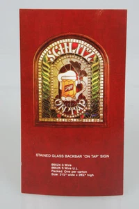 ORIGINAL Schlitz Beer STAINED GLASS ON TAP SIGN Dealer Advertising Card OLD - Picture 1 of 1