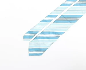 Hilditch & Key Mens Blue Striped Polyester Pointed Tie One Size - Picture 1 of 10
