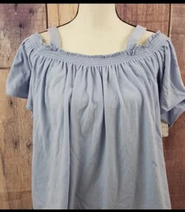 NEW Free People Women's Size Large Darling Off-the-Shoulder Top Sky Blue - Picture 1 of 5