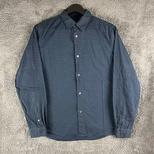 APC Shirt Mens Small Blue Rue Madame Paris Polka Dot Button Up Preppy - Picture 1 of 12