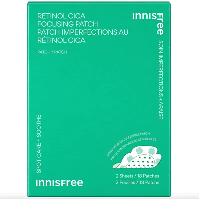 Parche de enfoque de microagujas innisfree Retinol Cica, cuidado calmante de manchas 18 parches Foto 1 de 4