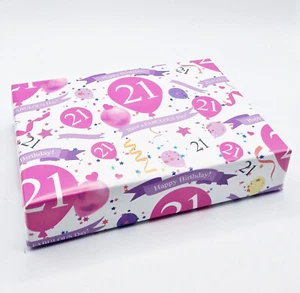 2 Sheets 21st Birthday Wrapping Paper 21 Giftwrap Female White Pink (AWU-W56) - Picture 1 of 2