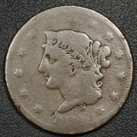 1839 Booby Head Coronet Matron Head Copper Large Cent (Very Worn Date) Cover