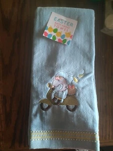 Easter Gnome Scooter Bath Hand Towel 16x25 Blue Embroidered 100% Cotton T 12 - Picture 1 of 1