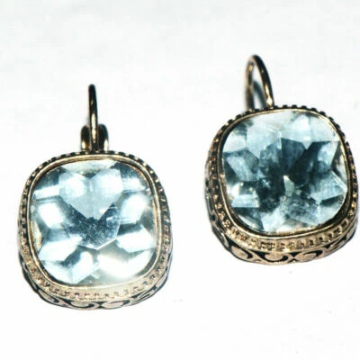 Удивительный новый желтое золото покрытием прозрачный кристалл квадратный рычаг назад подвеской серьги  - Изображение 1 из 4