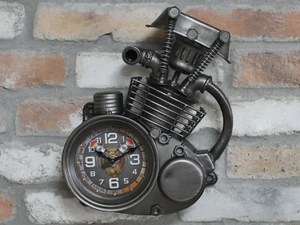 Engine Wall Clock Repro Metal Motorcycle Engine Body Quartz 32cm Lightweight - Picture 1 of 6