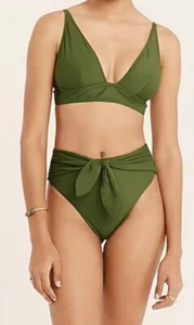 Re-Imagined By J Crew Tie High Rise Bikini Bottom Safari Green Medium New - Picture 1 of 5