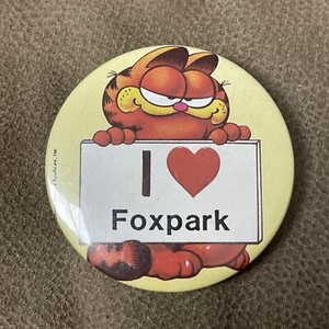 Vintage 1978 Garfield I Love Foxpark Pin Pinback Button HTF Collectible - Picture 1 of 5