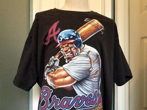 Camiseta de béisbol azul líquido negra vintage años 90 Atlanta Braves talla XXL - Imagen 1 de 3