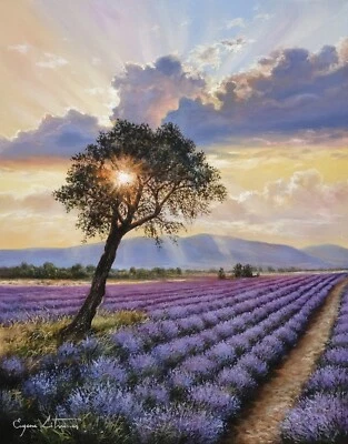 J. Litvinas Original Oil Painting  'LAVENDER FIELD'  16 by 20 inches - Image 1 of 4