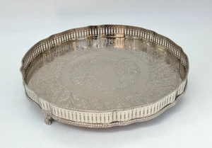 Vintage runder Silber Teller Serviertablett Getränke Salver - EPC Sheffield England - Bild 1 von 7