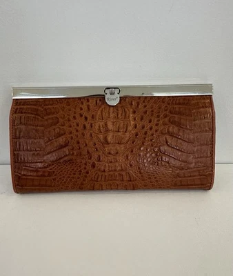 Cartera Larga River Crocodile Cuero Marrón Impresionante Calidad Diseño de Lujo Foto 1 de 4