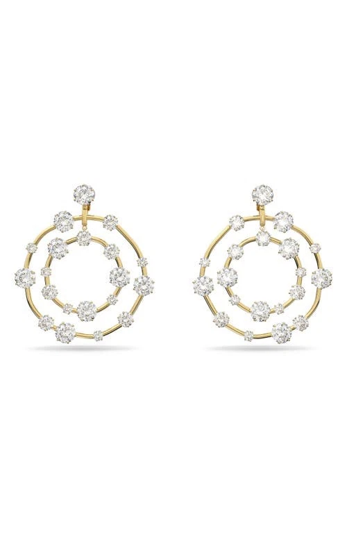 100 Authentic SWAROVSKI Gold Crystals Constella Hoops Clip Earrings 5616920