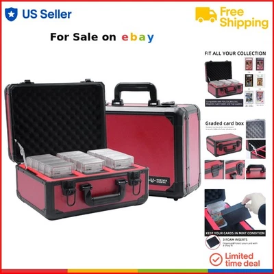 Aluminum Card Storage Box Fits 70-80 Graded Trading Cards Protective - Image 1 of 4