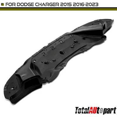 Protector contra salpicaduras de motor de plástico negro para Dodge Charger 2015 2016-2023 parte delantera Foto 1 de 4