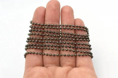 Cadena de bola chapada en metal armado - 2 mm, se vende por el pie - cadena metálica gris oscuro Foto 1 de 2