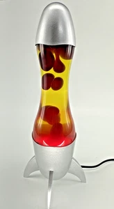 Vintage Rocket Lava Lamp Silver Red Wax Space Ship Light Tested Works! 17" - Picture 1 of 12