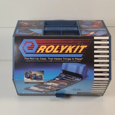 Rolykit Roll-Up Organizing Case Blue Interlocking Blue Storage U.S.A. VTG New - Image 1 of 4