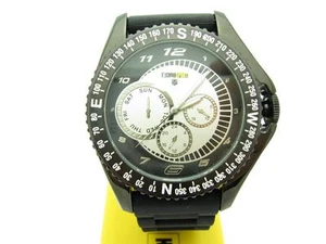 TECHNO SPORT CHRONOGRAPH BLACK ION STAINLESS STEEL BLACK RUBBER STRAP WATCH GIFT - Picture 1 of 1