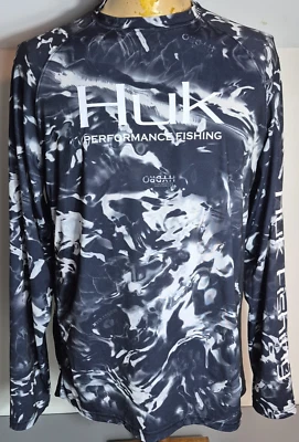 Camisa masculina pesca desempenho Huk camuflagem carvalho musgoso Hydro Pursuit - Imagem 1 de 3