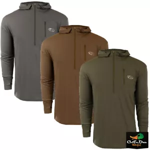 DRAKE WATERFOWL MERINO WOOL HALF ZIP BASE LAYER SHIRT TOP WITH HOOD - Picture 1 of 4
