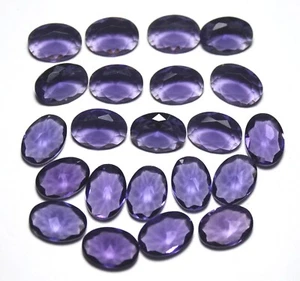 Lab Created Amethyst Faceted Oval Gemstone Perfect for Healing & Jewelry Making" - Picture 1 of 7