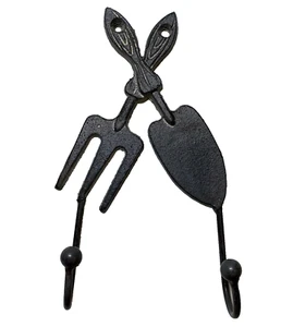 Decorative Garden Wall Hook She Shed Decor Hanger Cast Iron Hand Shovel & Rake - Picture 1 of 11