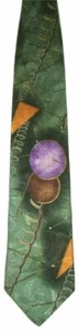 Momento Uno cravatta uomo BELLISSIMA 100% seta collo verde oro viola nero 56" - Foto 1 di 6