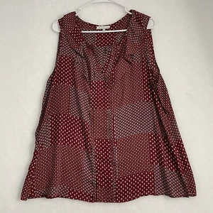Skies Are Blue Women Red Multi-Pattern Sleeveless Blouse Sz 2X - Picture 1 of 10