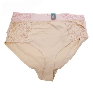 2x Secret Treasures Hipster Underwear Womens Cotton -Size 14-Beige-Pink - Picture 1 of 4