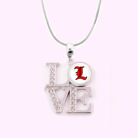 NCAA Louisville Cardinals 925 Sterling Silver Team Love Necklace W/Rhinestones Cover