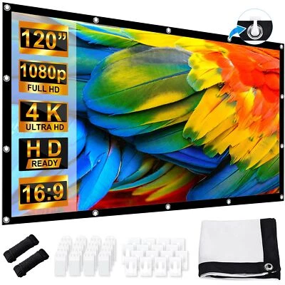 Schermo per Proiettore 120 Pollici, LEORFI Telo Proiettore Portatile 16:9 4K Ful