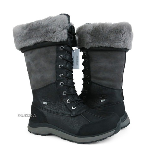 Stivali UGG Adirondack Tall III neri in pelle e pelliccia da donna taglia 6 5 *NUOVI*