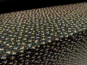 Viscose Spandex Jersey Fabric, Per Metre - Ditsy Flower Print - Black & Yellow - Picture 1 of 3