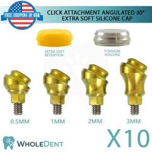 10x Angulated Click Attachment Extra Soft Silicone Cap 30° Dental Internal Hex - Picture 1 of 3