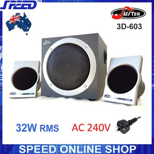 Juster 3D-603 240V Multimedia 2.1 Speaker System for Desktop PC, Laptop, iPhone - Picture 1 of 6