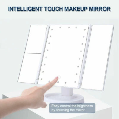 22 LED MAKE-UP FOLDABLE VANITY MIRROR Tabletop Light Up Cosmetic Touch Screen