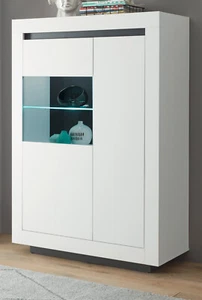 Vitrine Wohnzimmer Esszimmer Highboard weiß anthrazit Kommode Rooky 96 x 136 cm - Bild 1 von 10
