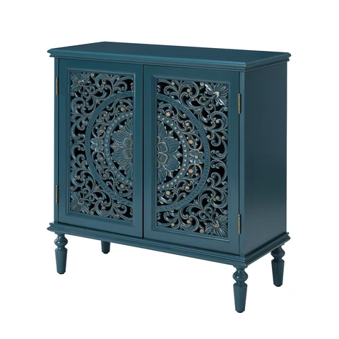 Karat Home Delia 32" 2-Door Accent Cabinet - Blue  MSRP $705.00 Cover