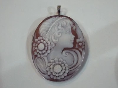 Juego camafeo concha Sardonyx tallada a mano Master en plata italiana firmado por Artist  Foto 1 de 4