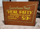 Original Vintage 1958 Pixley And Ehlers Restaurant Chicago Menu Sign Veal Patty