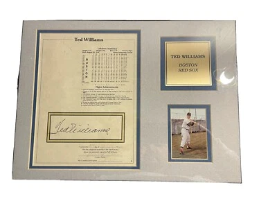 Ted Williams Framed Autographed Stat Sheet,Ted Williams Pic And  Engraved BRS - Image 1 of 4