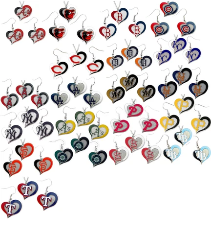 swirl heart necklace earring combo set charm MLB PICK YOUR TEAM Cover