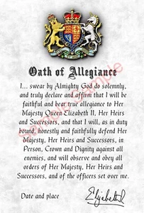 British Army Oath Of Allegiance A4 Photo Print. - Bild 1 von 1