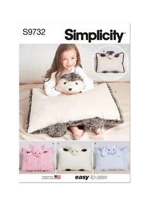 SIMPLICITY 9732 PLUSH ANIMAL PILLOW CASES Sewing Pattern EASY TO SEW - Image 1 of 4