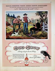 1949 Old Crow Vintage Print Ad 1940s Kentucky Straight Bourbon Whiskey Dog Cabin - Picture 1 of 1