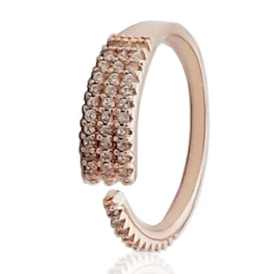 Anello veretta in argento 925 placcato Oro rosa con zirconi bianchi - Immagine 1 di 4